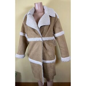 Bearpaw Women's Mixed Media Sherpa Coat NWT $220 Medium